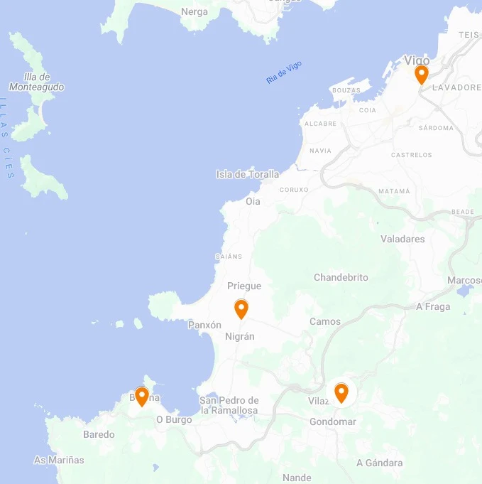 Mapa de cobertura en Vigo, Val Miñor, Baixo Miño y Cangas